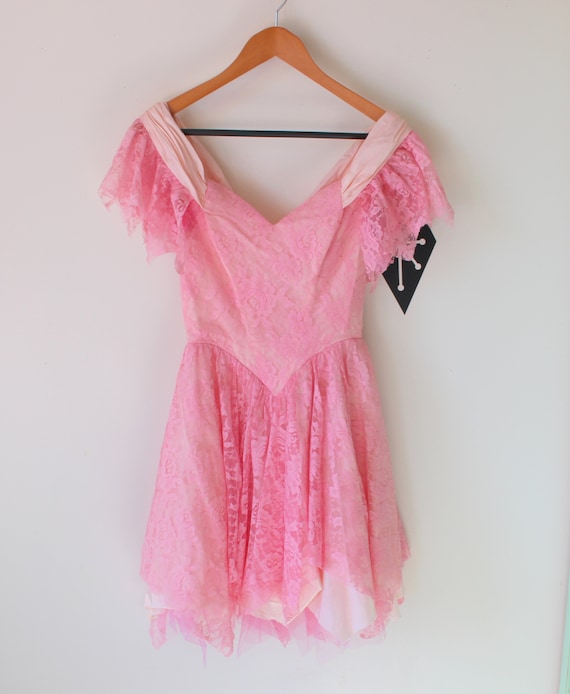 Vintage PINK LACE Ruffled Victorian Dream Dress..… - image 1