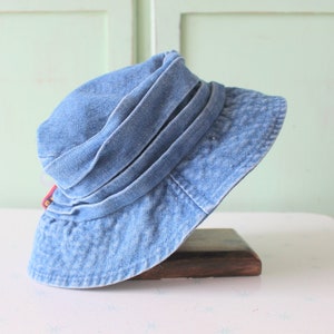Vintage 1980s Denim Hat: Blue Cotton Church Hat