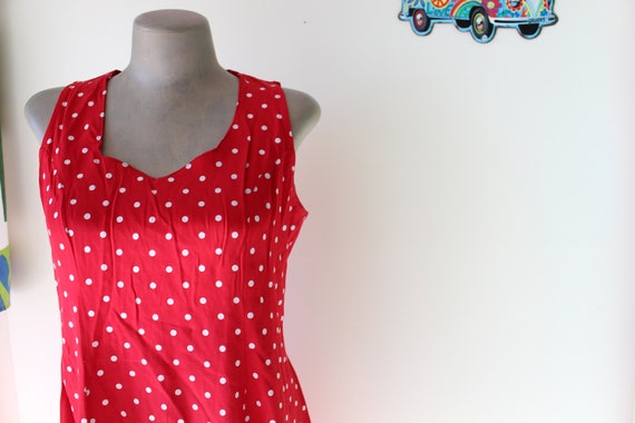 1980s RED Polka Dot Dress....size medium. mod. re… - image 6