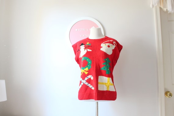 1960s Vintage CHRISTMAS SWEATER Vest....small wom… - image 1