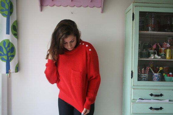 1990s LIZ SPORT Red Sweater..size medium..colorfu… - image 2