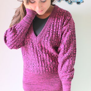 1980s Pink Geometric Pullover Sweater - Medium