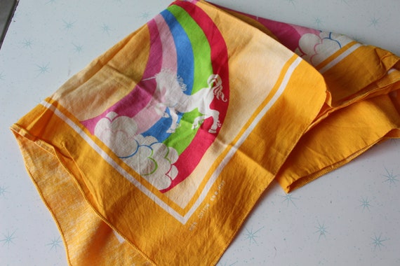 Vintage RAINBOW UNICORN Scarf Bandana....colorful… - image 3