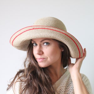 Vintage CITY GIRL Hat...straw hat. church. designer. summer. spring. wedding. bride. costume. 1980s hat. big hat. beach. big hat