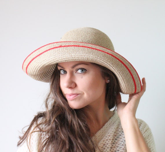 Vintage 80s 90s Straw Hat Superb Vintage 80/90s Straw Hat With Tone-on-tone Champagne  main image 3