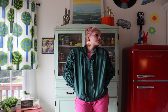 Vintage 1980s GREEN Jacket....medium. colorful. r… - image 5