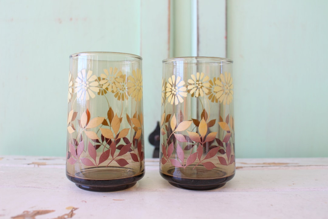 RETRO 1970s Set of Juice Glasses...set of 2...retro Kitchen. Groovy ...