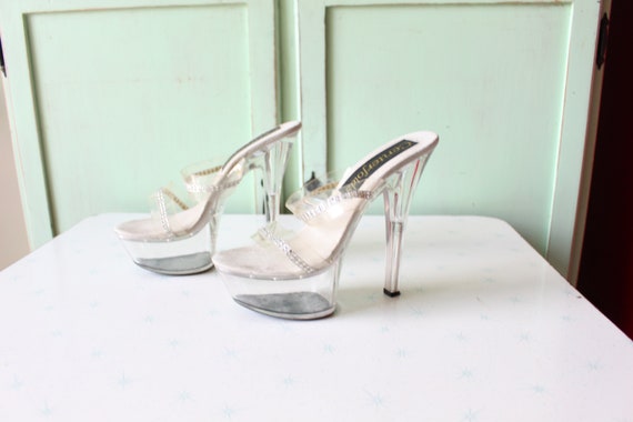 1990s Clear Platform Stiletto Heels....size 9 wom… - image 1