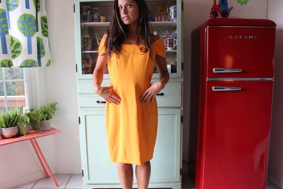 Vintage MUSTARD Day Dress....size medium large...… - image 5