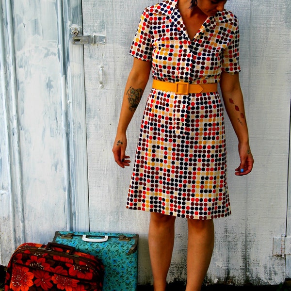 RESERVED///// Amazing 1960s Vintage Retro WONDERBREAD Polka DOT Dress / M