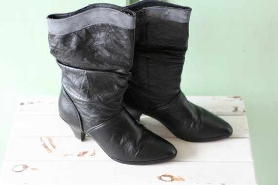 1980s BLACK WESTERN Boots..size 6 womens..dingo. … - image 2