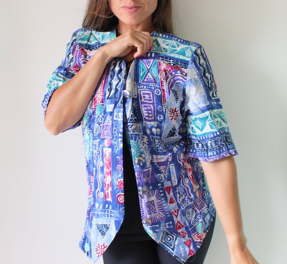 Vintage AZTEC Blouse....1980s clothing. womens. t… - image 1