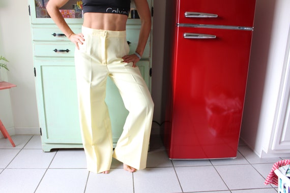 70s Vintage Yellow Pants....hipster. retro. hippi… - image 1