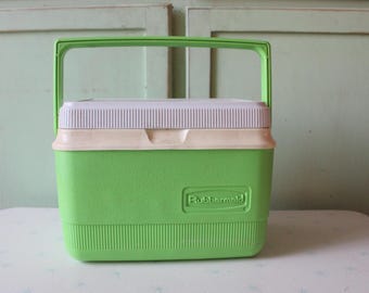 1980s Retro Lime Green Cooler: Kitsch Camping Lunch Box