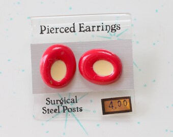 1980s Cherry Red Earrings, New Old Stock, Vintage Glam