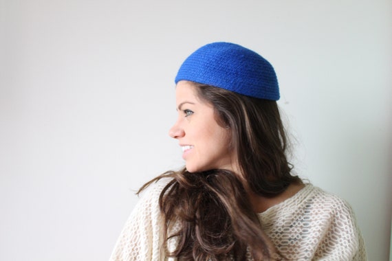 Vintage ROYAL BLUE Mid Century Hat...church. wool… - image 2