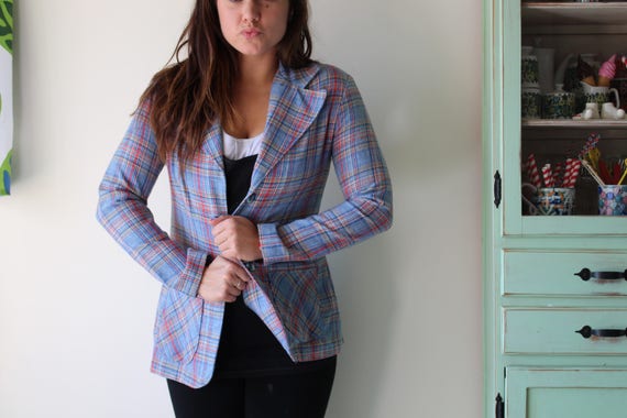 Vintage 1970s Wrangler Plaid Blazer - Unisex Made… - image 2