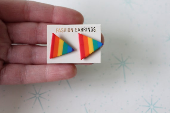 1970s Vintage RAINBOW Earrings...retro. bright. g… - image 2