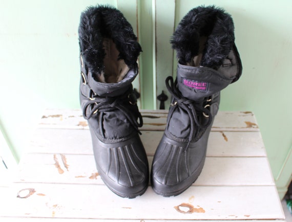 Vtg Unisex RAINBOOTS talla 6 mujeres negro. botas de nieve