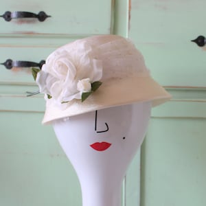 Vintage 1960s Floral Tulle Hat: Satin Wedding Church Costume