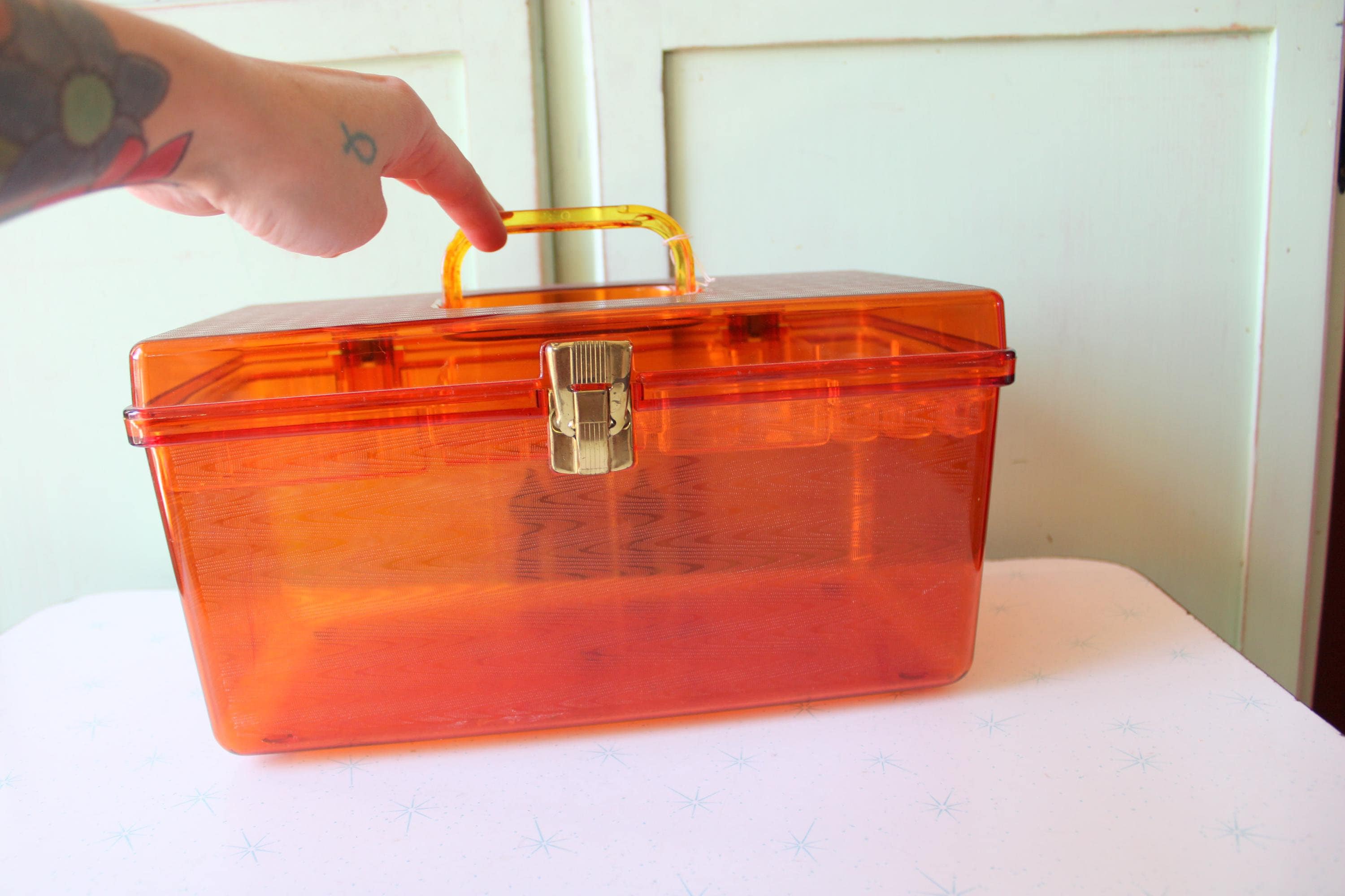 1970s Mid Century Sewing Box: Atomic Clear Brown Craft Storage - Etsy