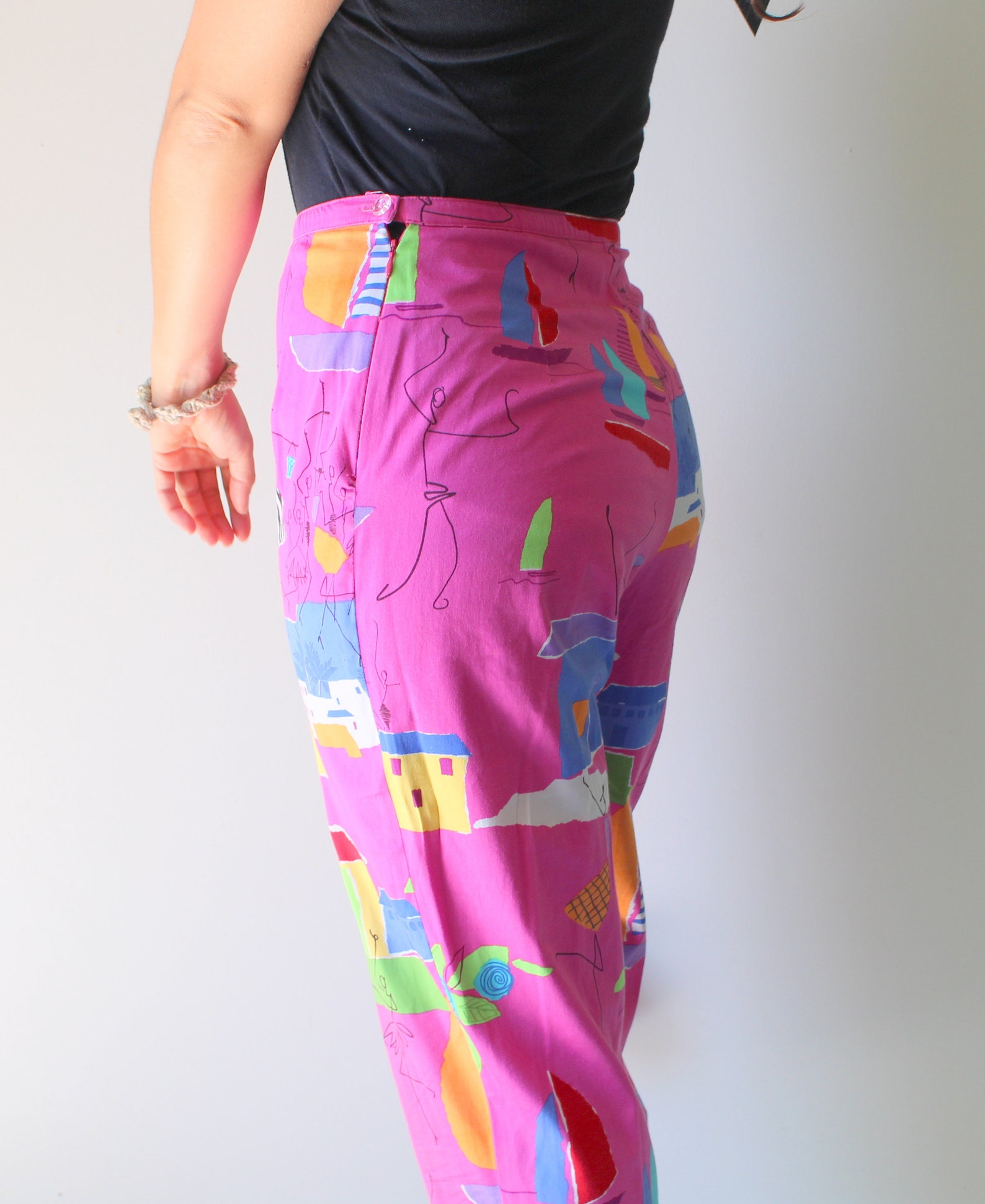 90s Zebra Artsy Hot Pink Capri Pants....colorful. Bright. - Etsy Norway