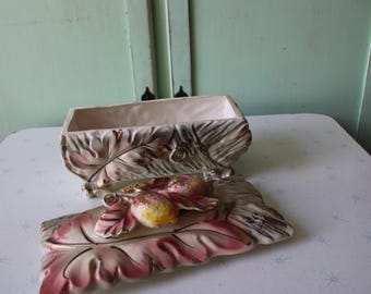 1960年代の花柄陶器瓶：ヴィンテージ日本製小物入れ - Etsy 日本