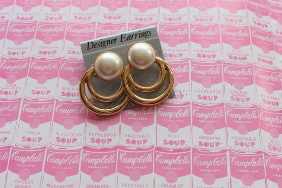 80s Vintage MOD GIRL Wedding Earrings.....hoops. … - image 1