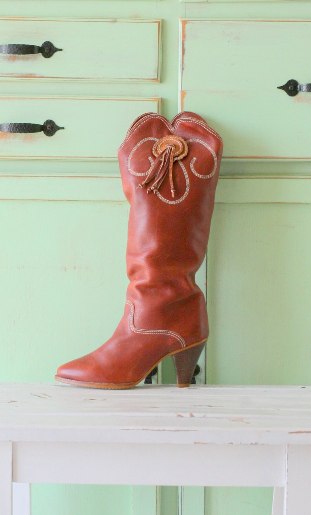 Botas vaqueras de cuero vintage de los años 80 Zodiac USA Mujer talla  México