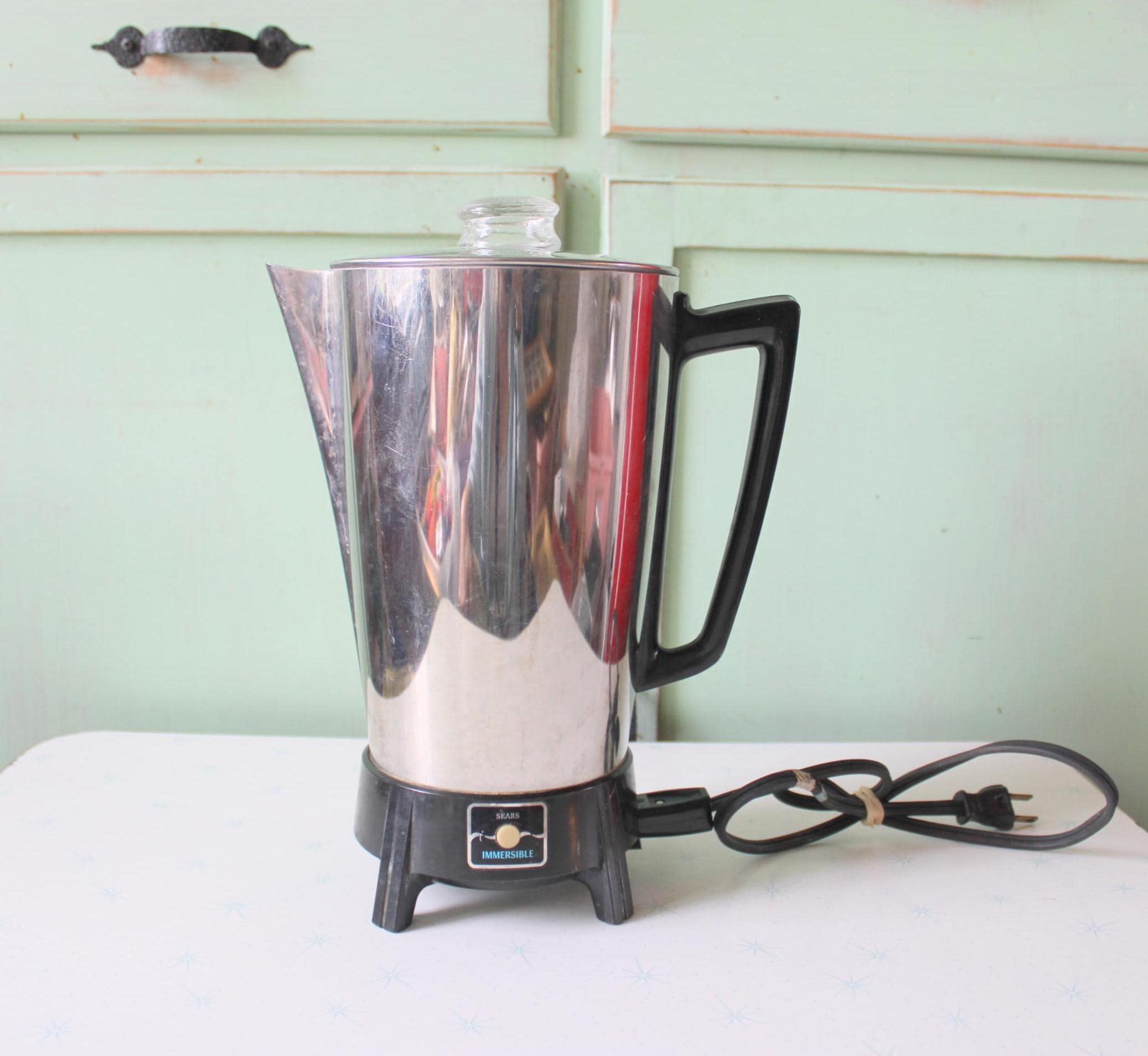Vintage 1970s Electric Percolator: Silver Coffee Maker, USA Made 