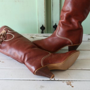 AMAZING 1980s LEATHER Western Cowgirl Boots...size 5.5 womens....leather boots. tassles. 1980s boots. hipster. western. new wave image 2