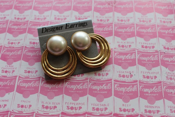 80s Vintage MOD GIRL Wedding Earrings.....hoops. … - image 3
