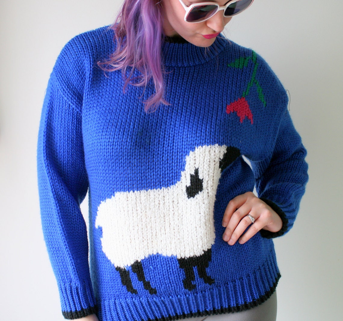 zara sheep sweater blue