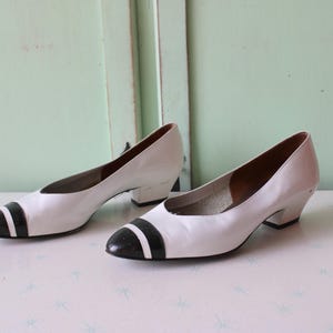 Vintage Zweifarbige Pumps: Schwarz & Weiss, Gr. 38,5
