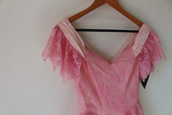 Vintage PINK LACE Ruffled Victorian Dream Dress..… - image 4