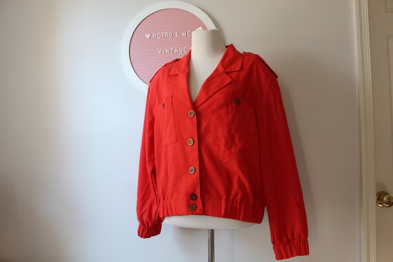 1980s Cherry Red Crop Coat..unisex. colorful. bri… - image 2