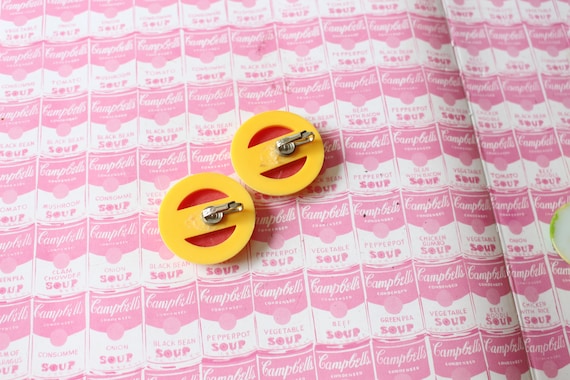 1980s Red Yellow Clip On Costume Earrings...clip … - image 2