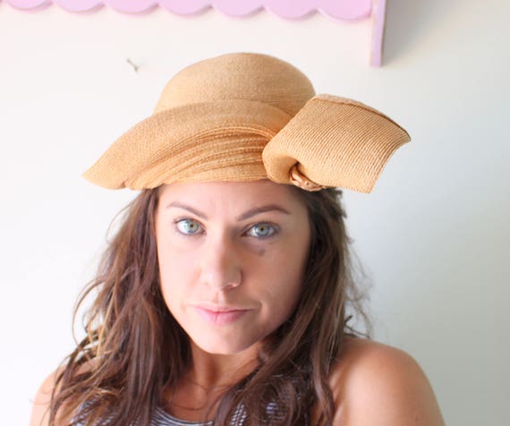 Vintage Mid Century Hat....straw hat. church. gra… - image 1