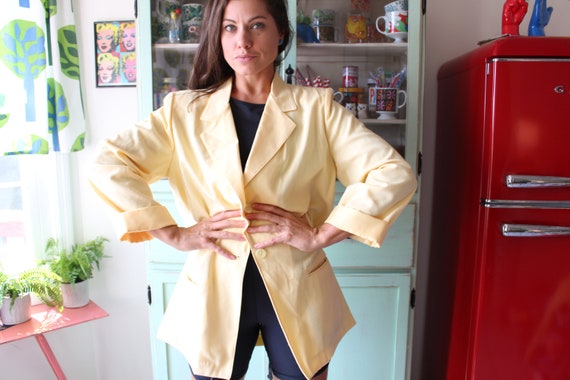 1980s YELLOW Jacket Blazer.....duckie. 80s busine… - image 4