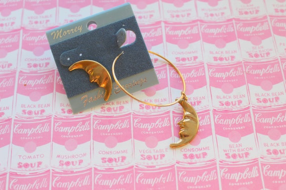 NOS 1980s MOON and SUN Earrings...oversized. retro