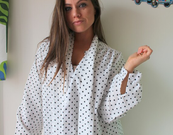 Vintage 1960s Polka Dot Blouse: Silky Mod Top, Medium - Etsy