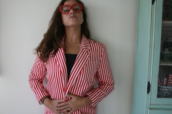 1980s RED Striped Jacket...designer jacket. red. … - image 2