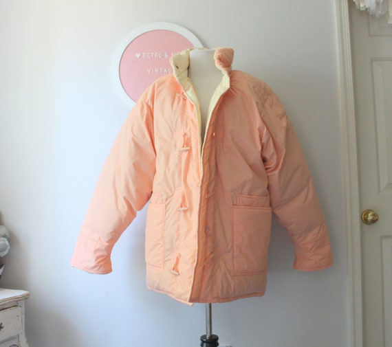 Vintage Pink Peachy Coat Jacket...large. hipster.… - image 3