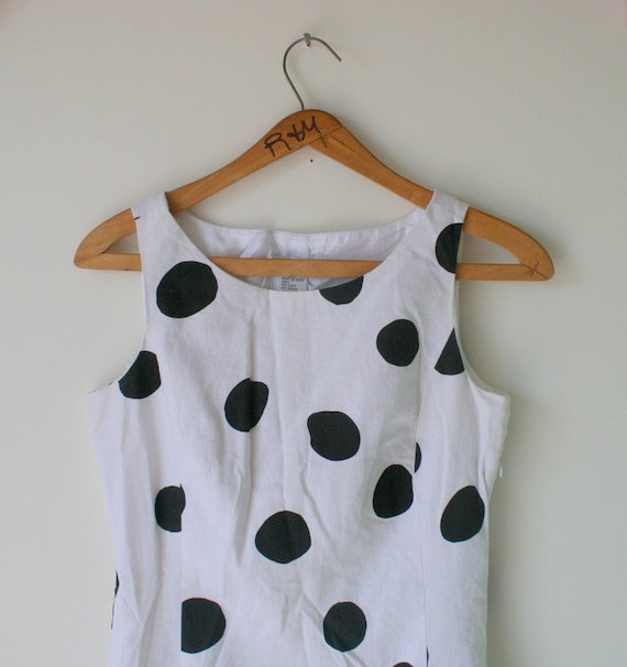 Vintage POLKA DOTS Black and White Dress..size sm… - image 1