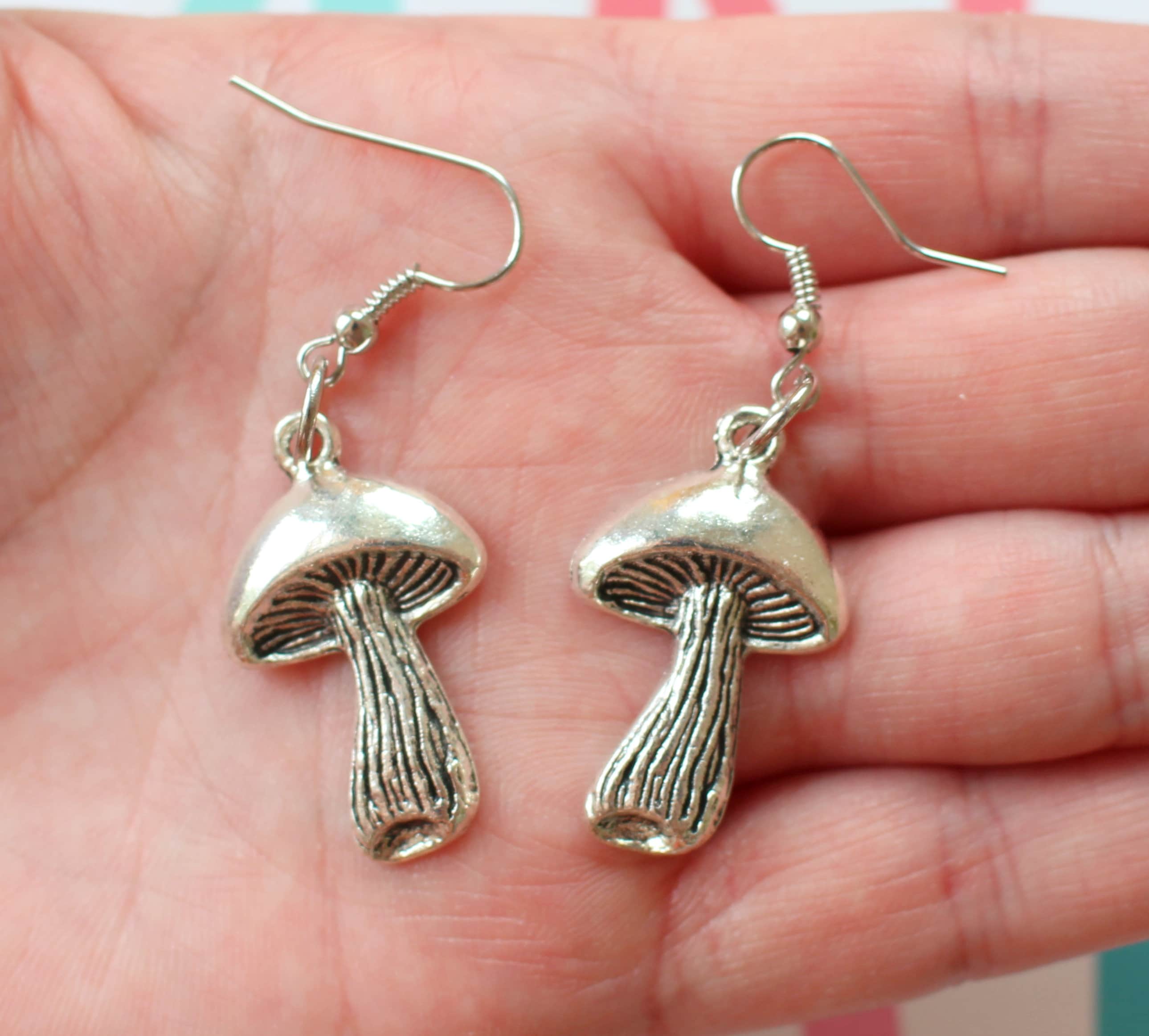 Silver on sale mushroom earrings