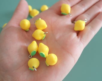 Vintage LEMON Charms...dangly. cute. kitschy. vintage charms. charms. DIY. retro. kitsch jewelry. fruit. lemon slice. drink. craft. lemonade