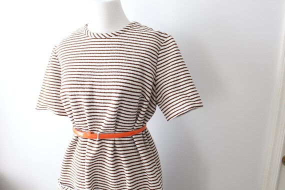 1970s GROOVY Vintage MOD Striped Brown Swirl Dres… - image 6