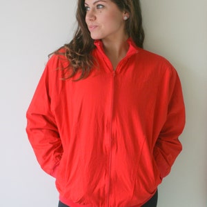 1970s Red Cotton Jacket: Unisex Vintage Sportswear