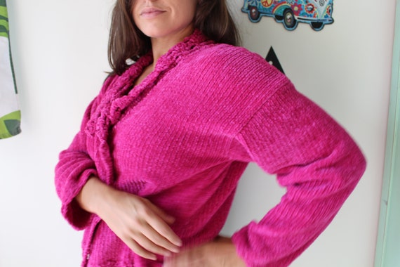 1980s Fushia PINK Designer Vintage Sweater..unico… - image 6