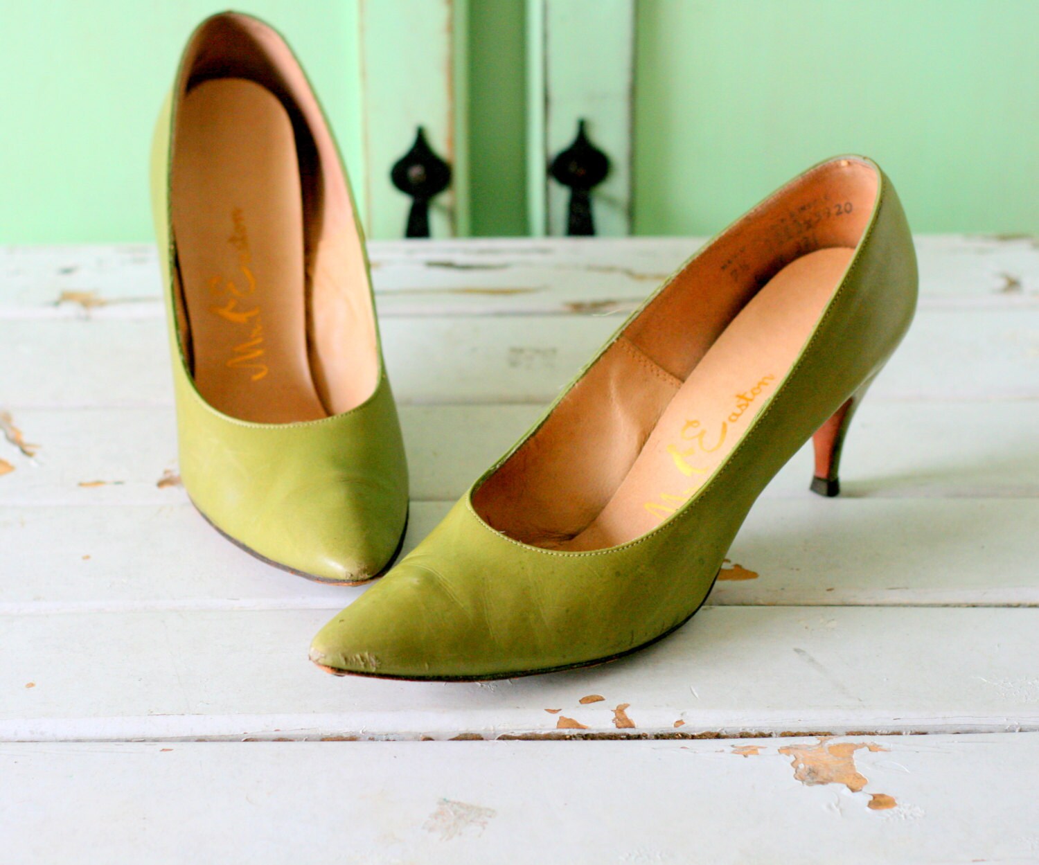 olive colored pumps